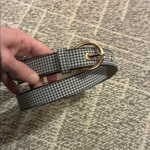Elegant Ann Taylor checkered Belt with Gold Buckle